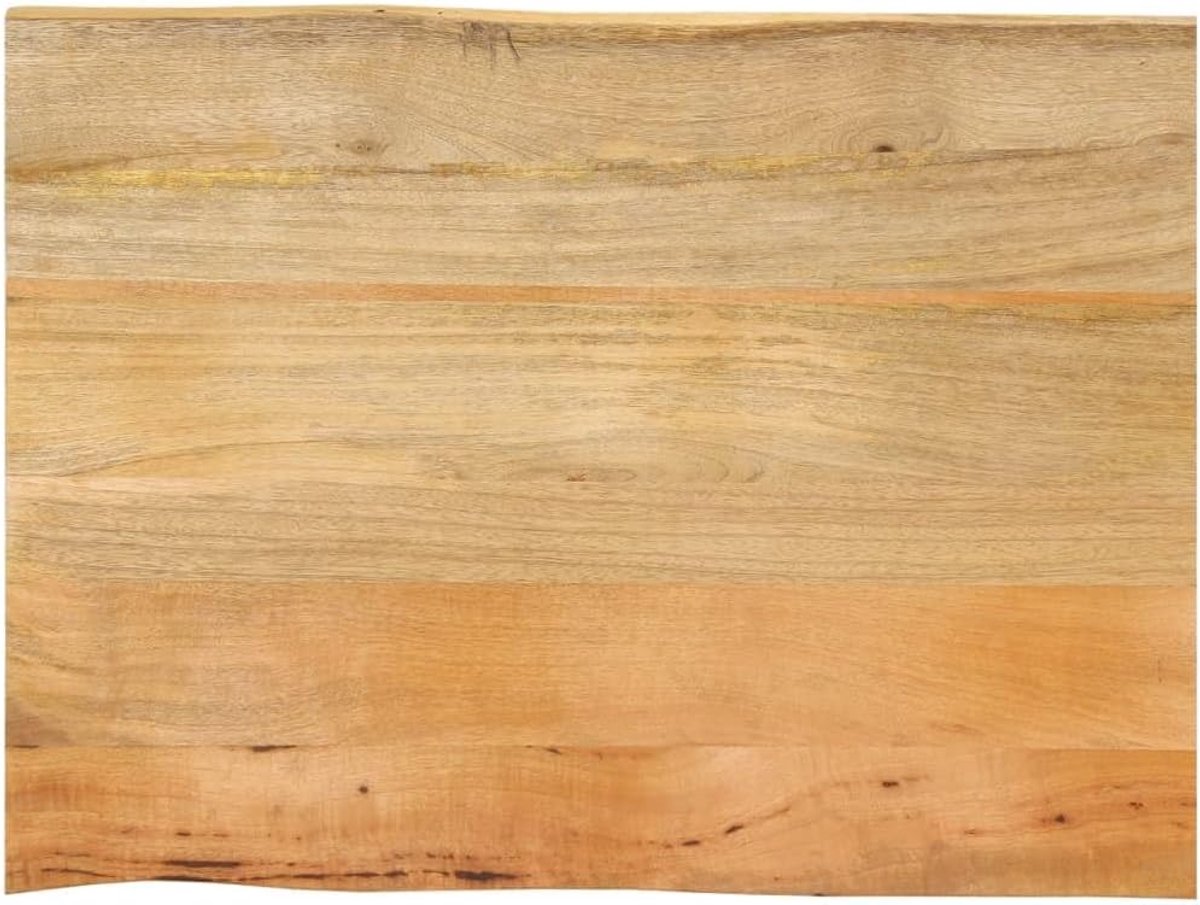 Tafelblad met boomrand, vervangend tafelblad, eettafelblad, vervangingsplaat voor tafel, houten tafelblad, geschikt voor hotel, café, eetkamer, restaurant, 80 x 60 x 2,5 cm, massief hout, mango