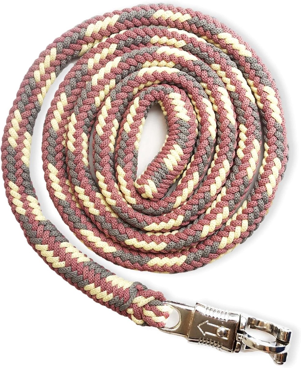 Führleine voor paard Anbindestrick met stabiele paniekhaak Lengte 2m veel kleuren (grijs-pastelroden-crème)