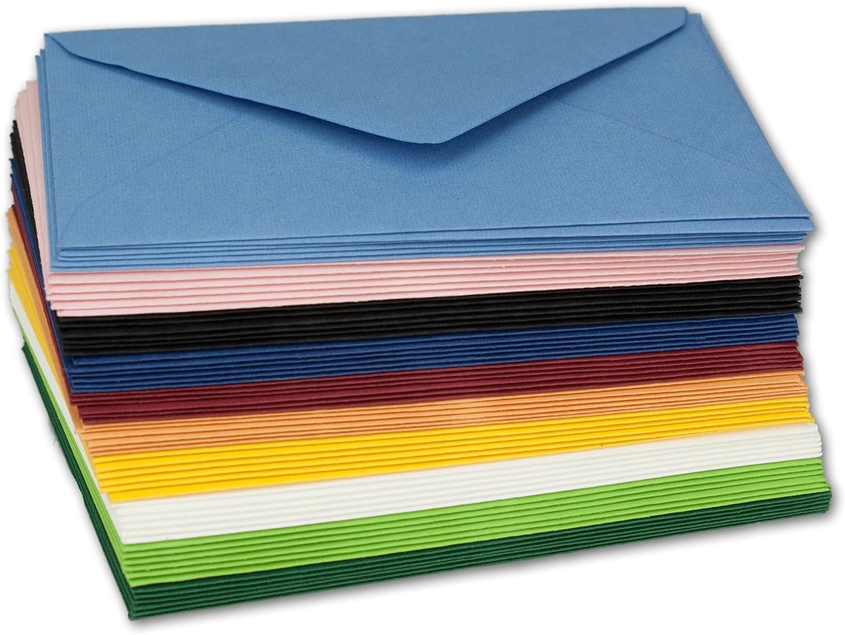 Gekleurde enveloppen mix C7 81 x 114 mm, 10 stuks