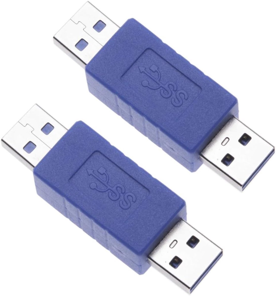 2 stuks Quick Speed 3.0 A USB Male naar Male Adapter | Fast Charge & Data Transfer Coupler Connector Short Extension Converter Compatibel met computers, laptops, printers, harde schijven (2 stuks)