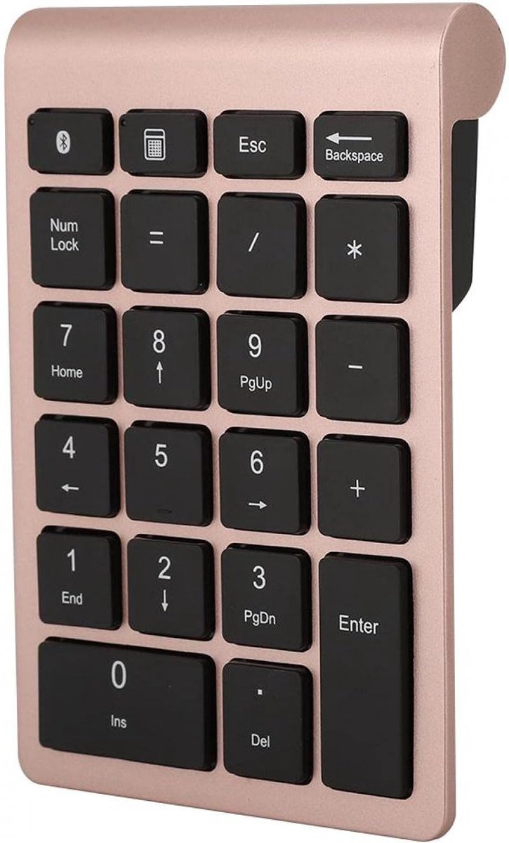 22 Toetsen Numeriek Toetsenblok, Bluetooth Draadloos Mini-toetsenbord, Draagbaar Mini-financieel Boekhoudkundig Oplaadbaar Numeriek Toetsenblok, voor Laptop Desktop, Pc(Rose goud)
