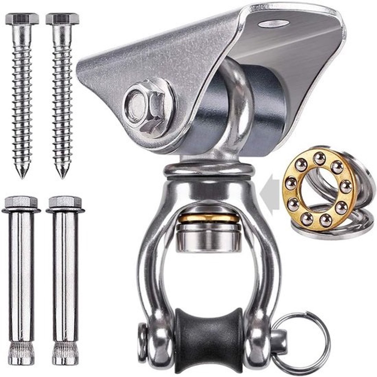Zware schommelhaak stille schommelhanger - 450 kg capaciteit - roestwerende hangende hardware voor veranda - SUS304