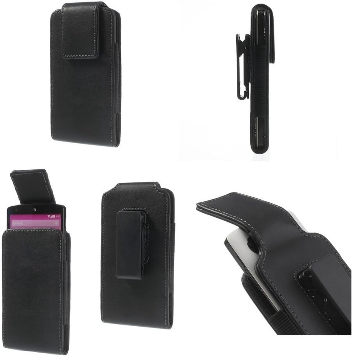 lederen holster case riemclip roterende 360 voor BLUSENS SMART VIEW - Zwart
