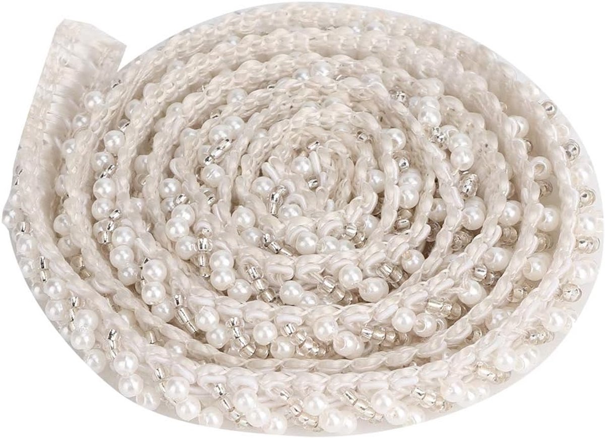 1 Yard Pearl Ribbon Tape, Kanten Lint Voor Bruiloft Bruidsjurk Feestkleding Naaien Decoratie Accessoires(A)
