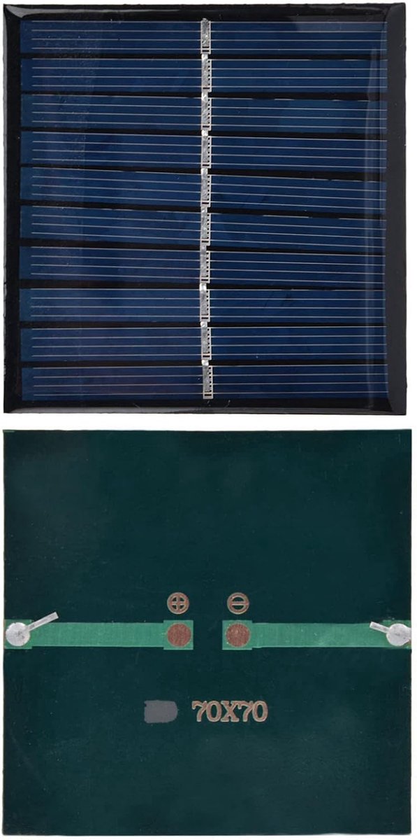 Zonnepaneel 0,7W 5V, Polysilicium, Draagbaar, 70x70mm, 0-140mA, voor Laag Vermogen Apparaten