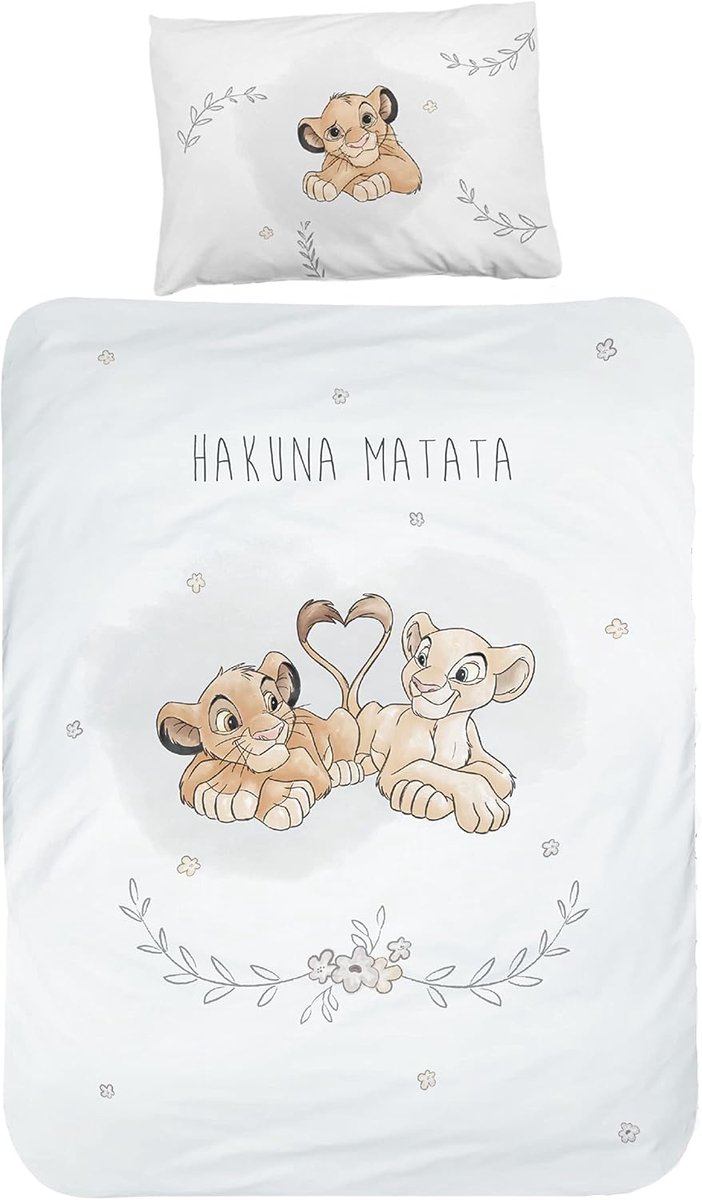 Leeuwenkoning babybeddengoed, 135 x 100 cm, flanel/biber, 1 kussensloop 40 x 60 cm + 1 dekbedovertrek 100 x 135 cm ☆ Hoogwaardig kinderbeddengoed met ritssluiting