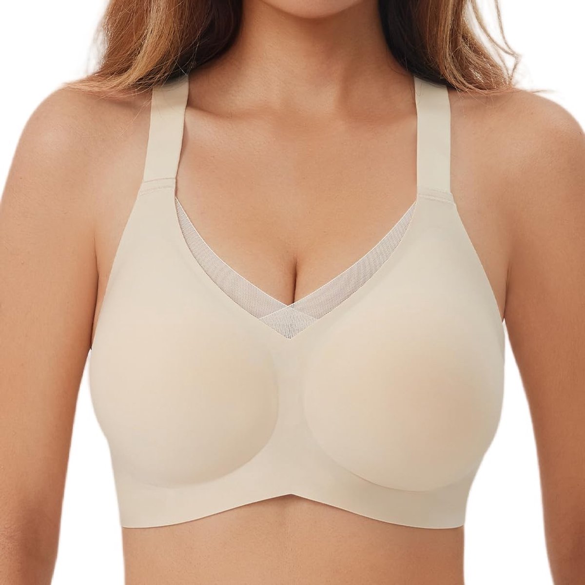 Beha voor dames, zonder beugel, bralette, naadloos, push-up-vulling, comfortabel, met superzachte bekleding