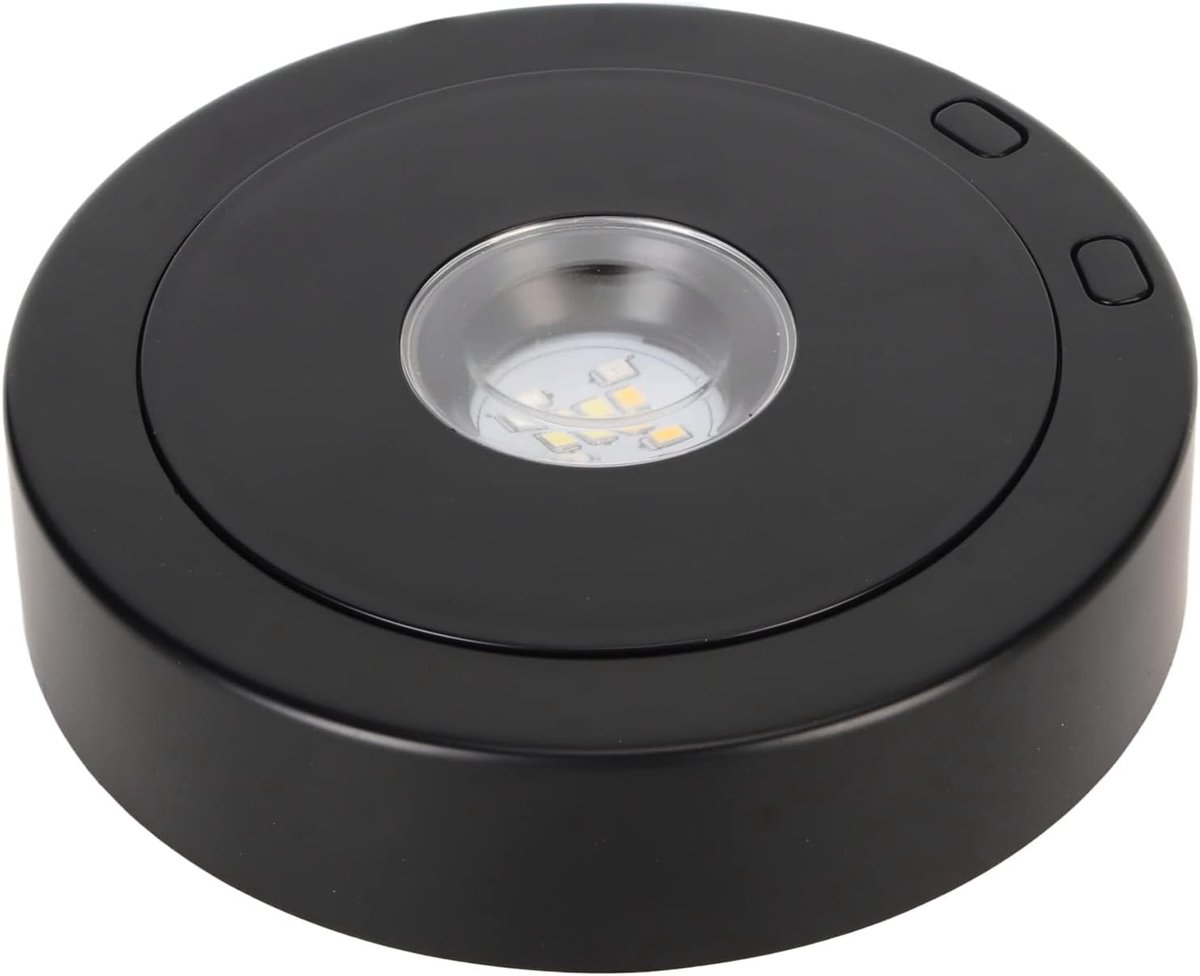Displaybasis Zwart 360 Graden 80s Cirkel Draaitafel Displaystandaard met Helder LED-licht, Gemaakt van Sterk ABS-materiaal Kristal, Objectweergave
