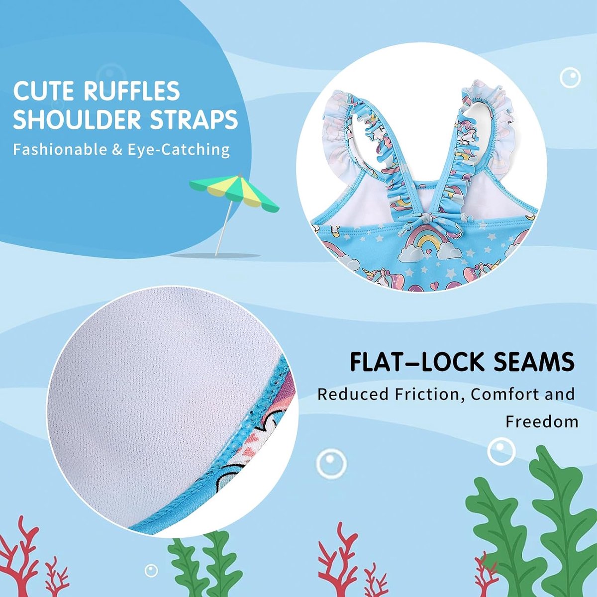 Zwemkleding voor Meisjes Eendelig Badpak Peuter Schattige Ruches Zwemkleding Sneldrogende Zomervakantie Bikini voor Kinderen 2~7 jaar