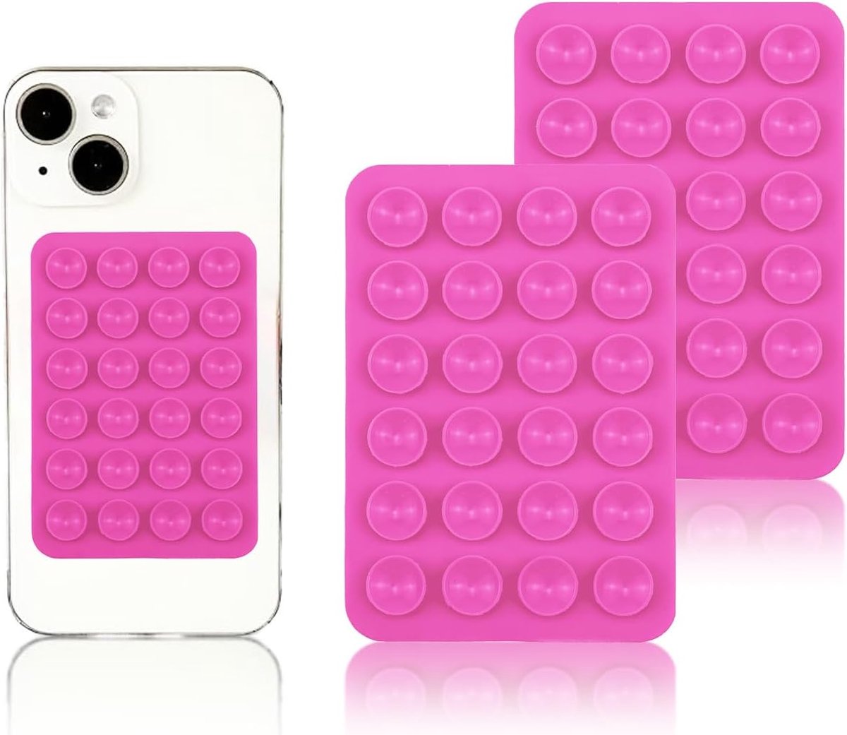 2 STKS Siliconen Zuig Telefoon Case Mount, Handsfree Fidget Toy Spiegel Douche Telefoonhouder, Tiktok Video's en Selfies (Roos)