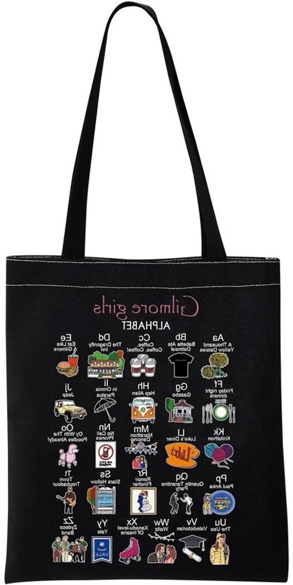 Tote Bag - Boodschappentas Shopper - Dagelijkse Boodschappen - Dubbelzijdig Bedrukt - 33 x 22 cm - Wit