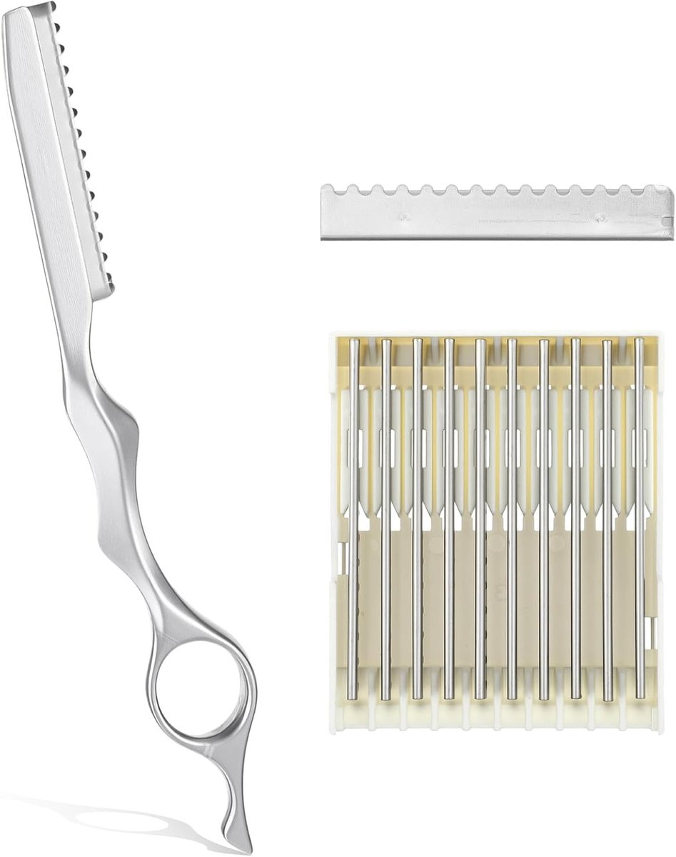 uitdunmes, haarstyling rasierer, stylingscheermes, effileermes met 10 mesjes, Thinning Shaper kappersmes voor salon thuisgebruik (zilver)