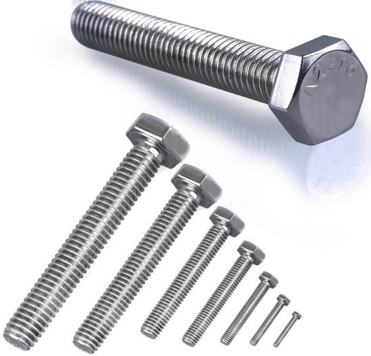 50 Zeskantbouten RVS M6 x 80 mm Volledige Schroefdraad DIN 933 A2