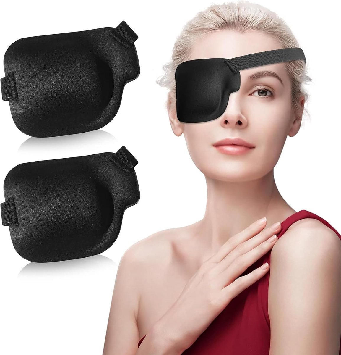 3D stereoscopisch oogmasker voor volwassenen en kinderen, 1 paar met links en rechts oog, medische oogbescherming voor amblyopie en strabisme, verstelbaar en ademend, zwart