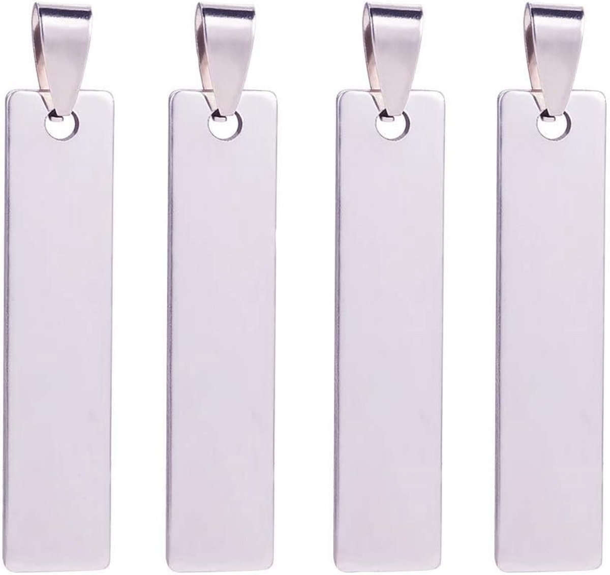 Dailygoods - Roestvrij Stalen Stempellabels - Blank Labels - Duurzaam Materiaal - 4 x 0,9 cm - Sieradenaccessoires - Ideaal voor Handwerk - 20 Stuks