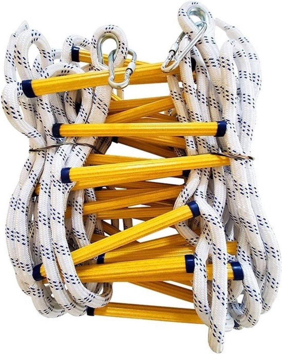 Veiligheidsladder - Touwladder Noodtrap - Noodsituaties Ontsnappen - Vlamvertragend Polyester - 20 Meter - Wit