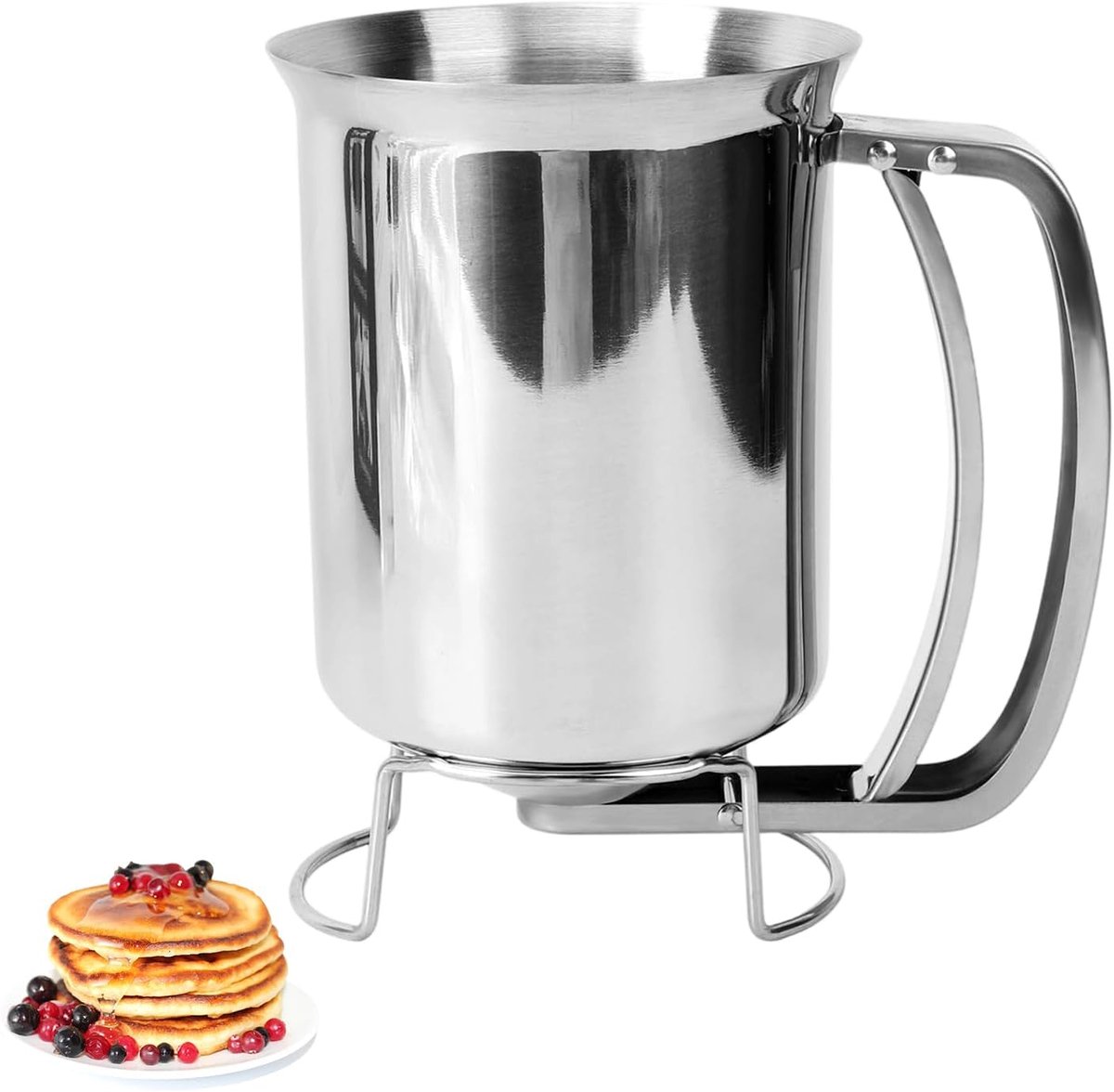 YAGXIG Beslagdispenser - Trechter voor cake- en pannenkoekbeslag - Beslagscheider - Takoyaki-trechter - Roestvrij staal - Geschikt voor het maken van cupcakes, muffins, crêpes en wafels - 900 ml