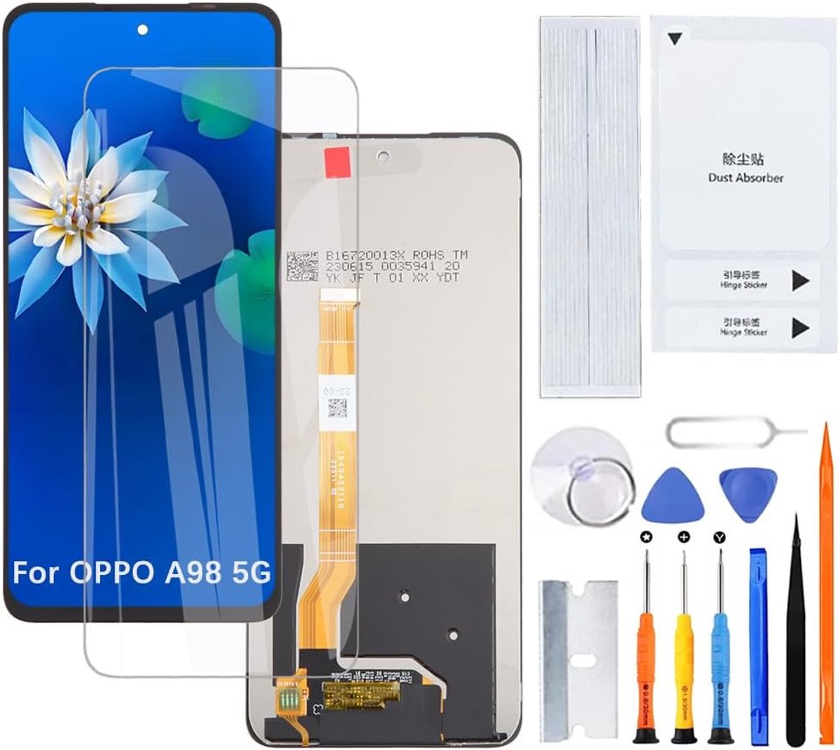 Display beeldscherm voor Oppo A98 5G CPH2529 LCD-scherm, vervangende montage met kit