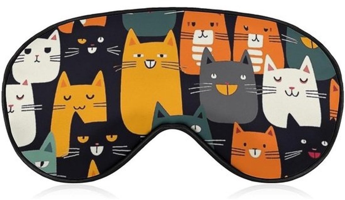 Oogmasker - Slaapmasker - Ontspannen Slapen - Verstelbare Band - 20 x 10 cm - Grappig Kattenpatroon