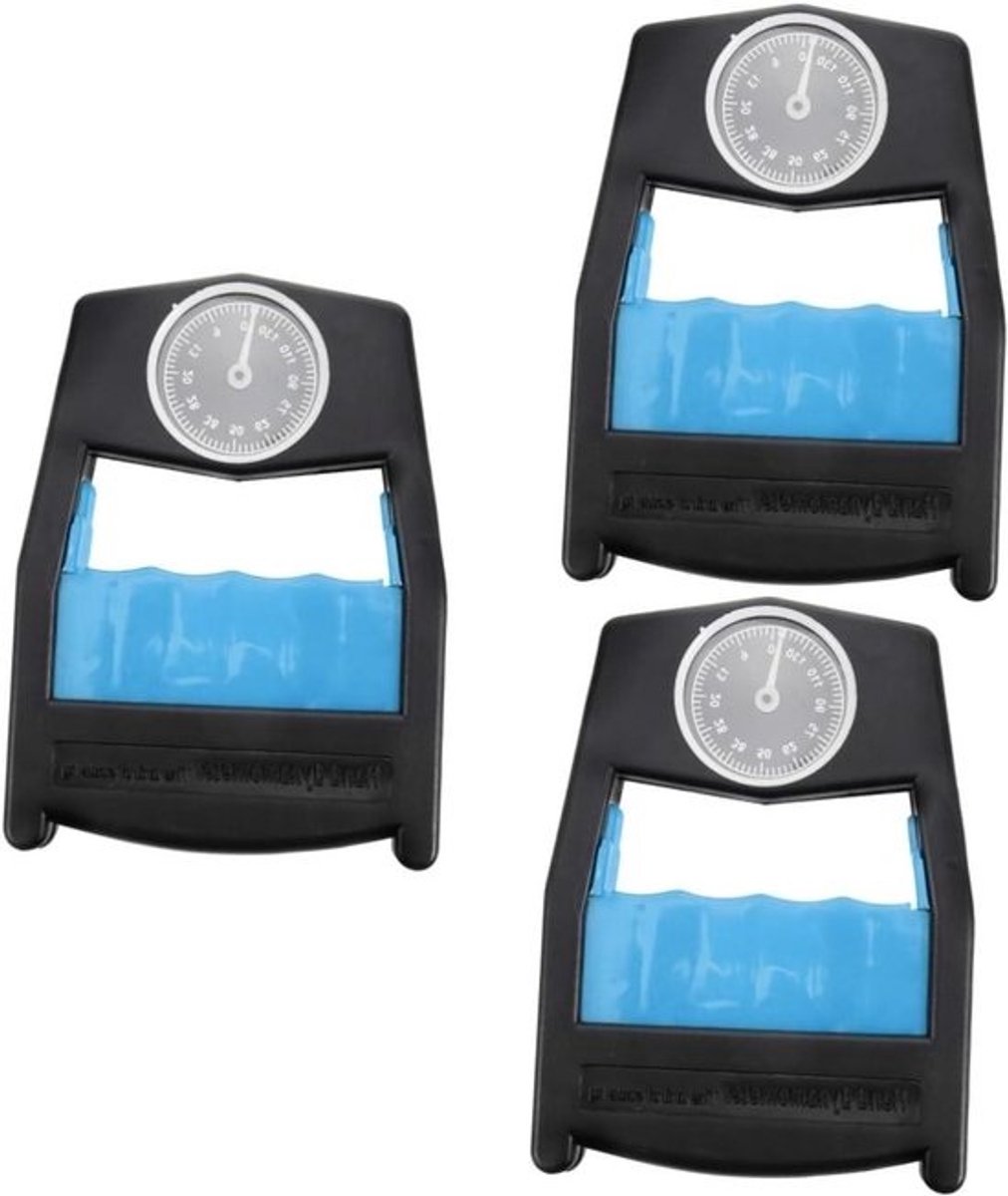 Handgrijper Set - Vinger Trainer - Kracht Opbouwen - Meetbare Kracht - 3 Stuks - Blauw