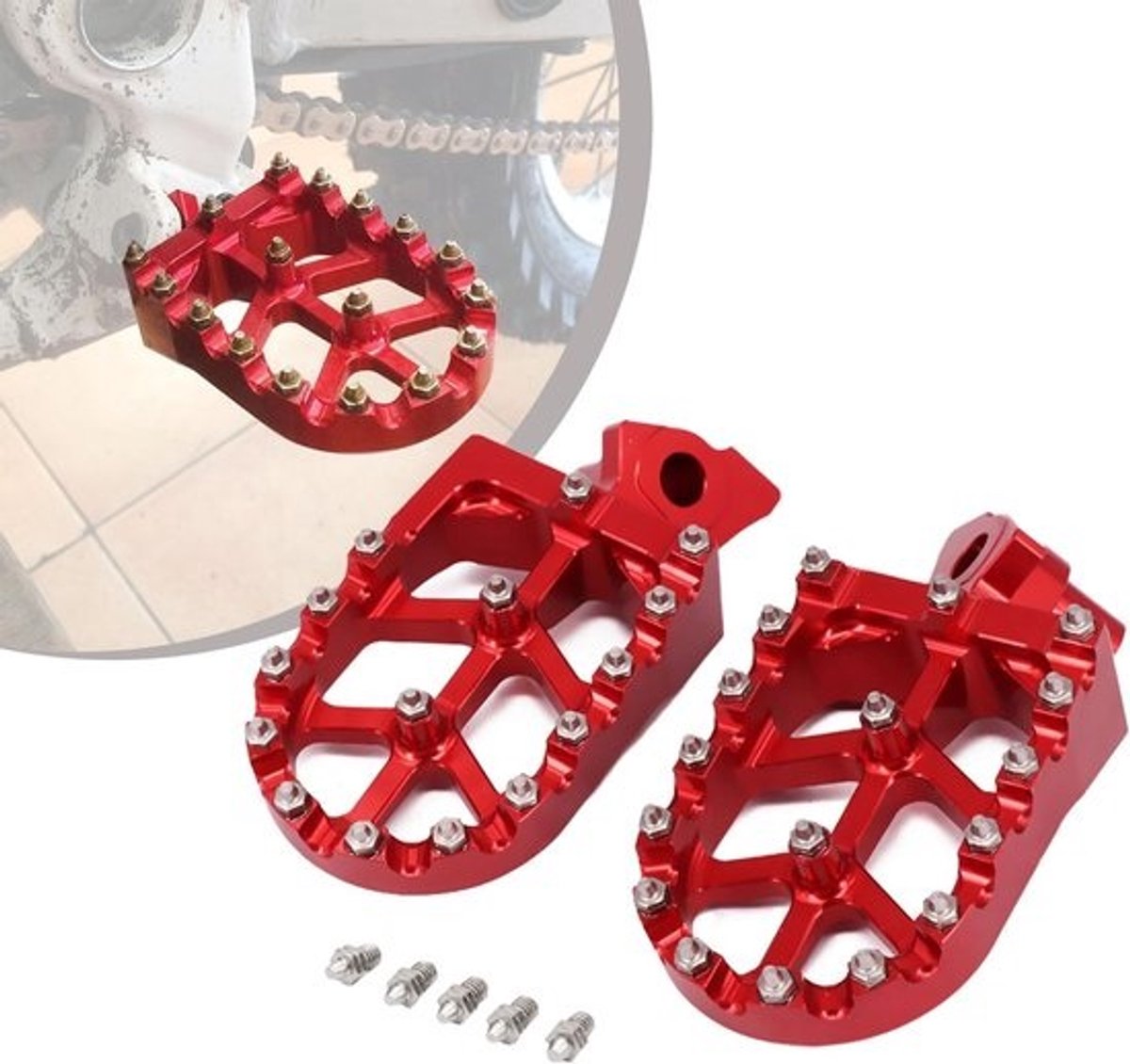 Motorfiets Voetsteunen Voetsteunen Rest Pedalen CNC Voor CR250R CR125R 1995-1999 CR500R 1995-2001- Rood