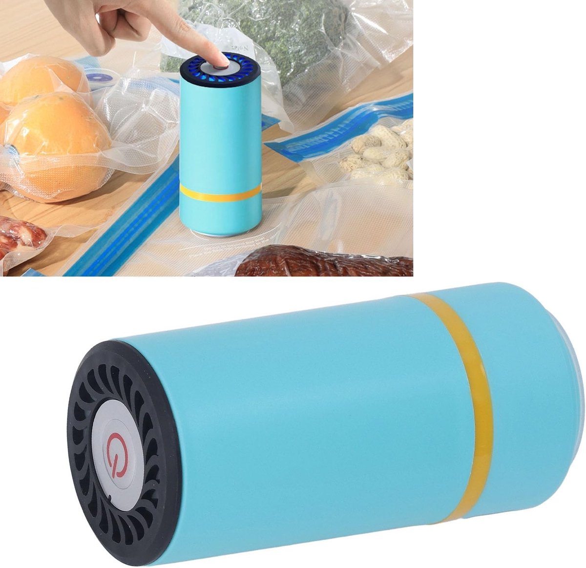 Vacuüm Sealer Voedsel Vacuüm Sealer Met Batterij Voor Kleding Voedsel Verpakking, USB Opladen (blauw meer)