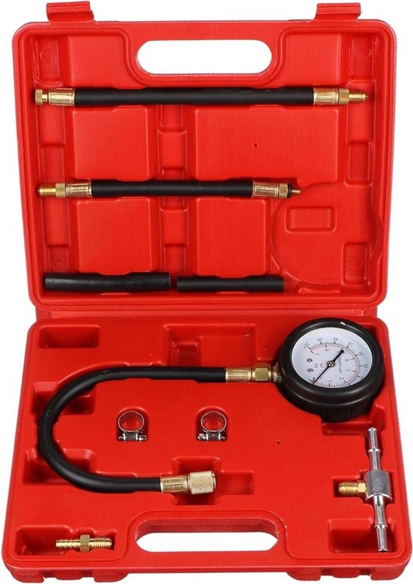 Motor Druktestset - Compressietester Benzine - Motor Diagnose - 10 Delige Set - 0-7 Bar - Niet gespecificeerd
