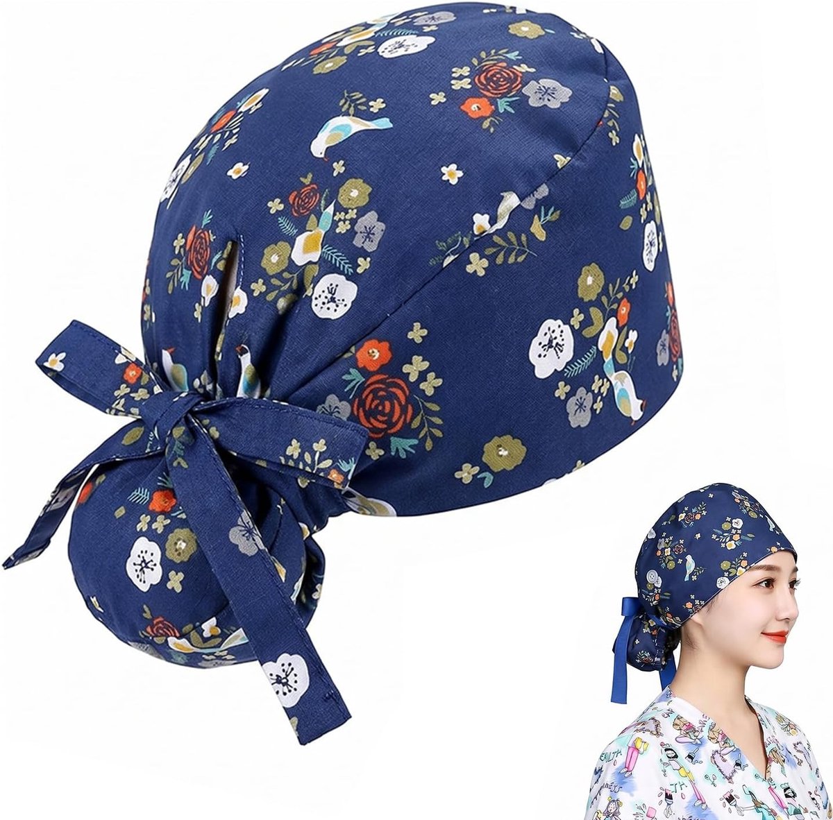 muts voor dames voor lang haar met knopen, verstelbare pet voor verpleegsters, arts en tandarts, ademende werkmuts van katoen, model C11