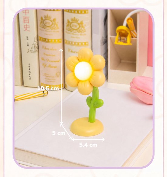 VHV - Nachtlampje - 4 stuks - Mini nachtlampje met magneet bevestiging - Creatieve bloem lamp als decoratiestuk - Tafel decoratie - Bureau decoratie - Nachtlamp - Bedlampjes slaapkamer nachtkast van VHV — afbeelding 2