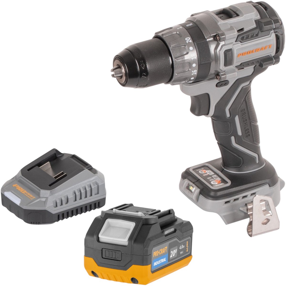 Procraft Industrial CD20Abb accu-klopboormachine 20 V 85 Nm Solo - zonder accu, zonder oplader