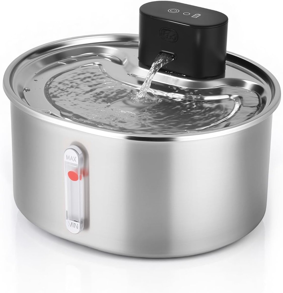 3.2L drinkfontein voor katten draadloos roestvrij staal, accu 5000mAh, katten drinkfontein met bewegingsmelder, draadloze stille waterpomp voor katten, met anti-droogbrandfunctie, voor katten en