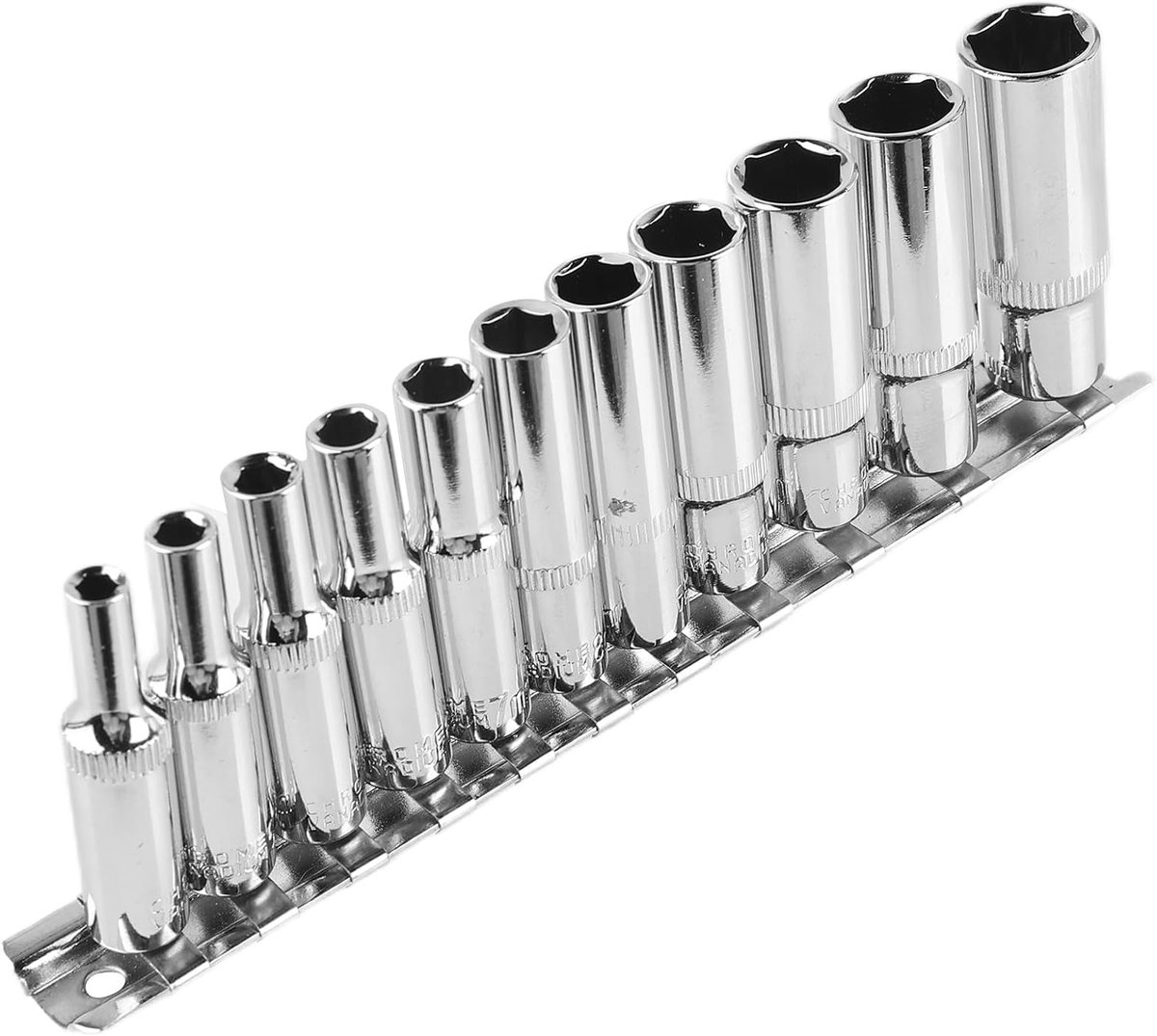 dopsleutel-inzetset, zeskant, 1/4 zeskant, 4-13 mm, van CR-V met mat chroomoppervlak