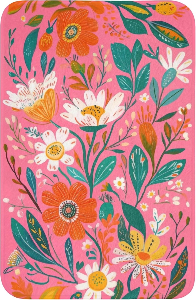 Badmat Rechthoekig 40x60 cm Badkamer Accessoires Bath Mat Anti Slip Wc Memory Foam Wasbaar Zacht Bathroom Toilet Mats Washable Roze - Bloemen - Wit - Oranje