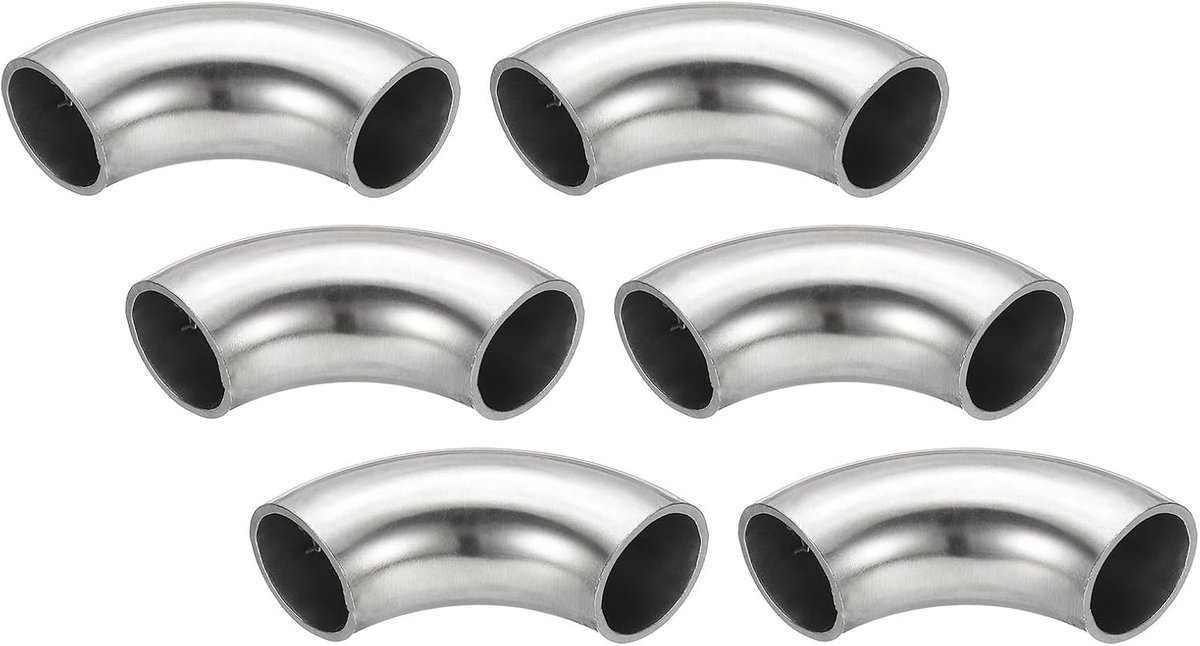 6 stks 90 Graden Elleboog Geboord, 19mm OD Staal Uitlaat Elleboog Pijp Fitting 304 Rvs voor Uitlaatpijp Trap Handrail HVAC