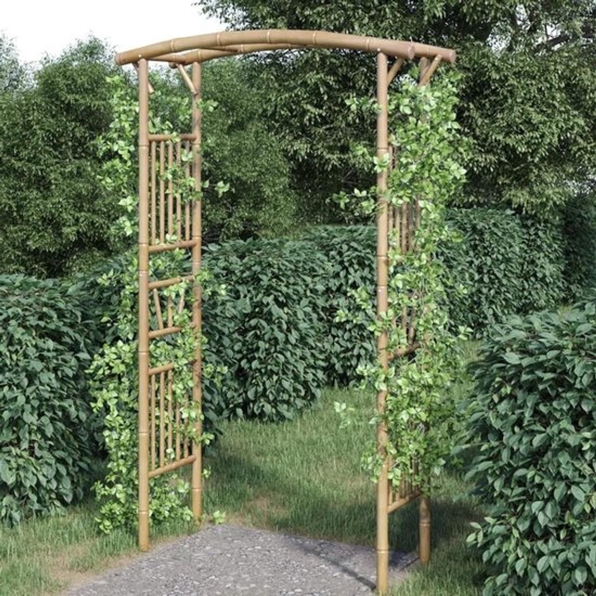 Tuin Pergola - Rozenboog Hekje - Planten Steunen - Stabiele Bamboe Constructie - 118 x 40 x 187 cm - Bamboe