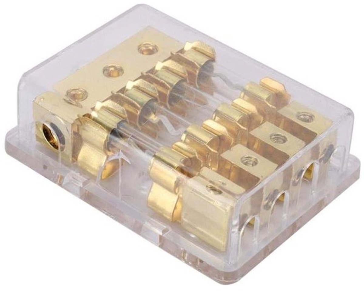Zekeringhouder Blok - Zekering Doos - Auto Audio Beschermen - 1 in 4 Uit - 12 Volt 60 Ampère - Zwart