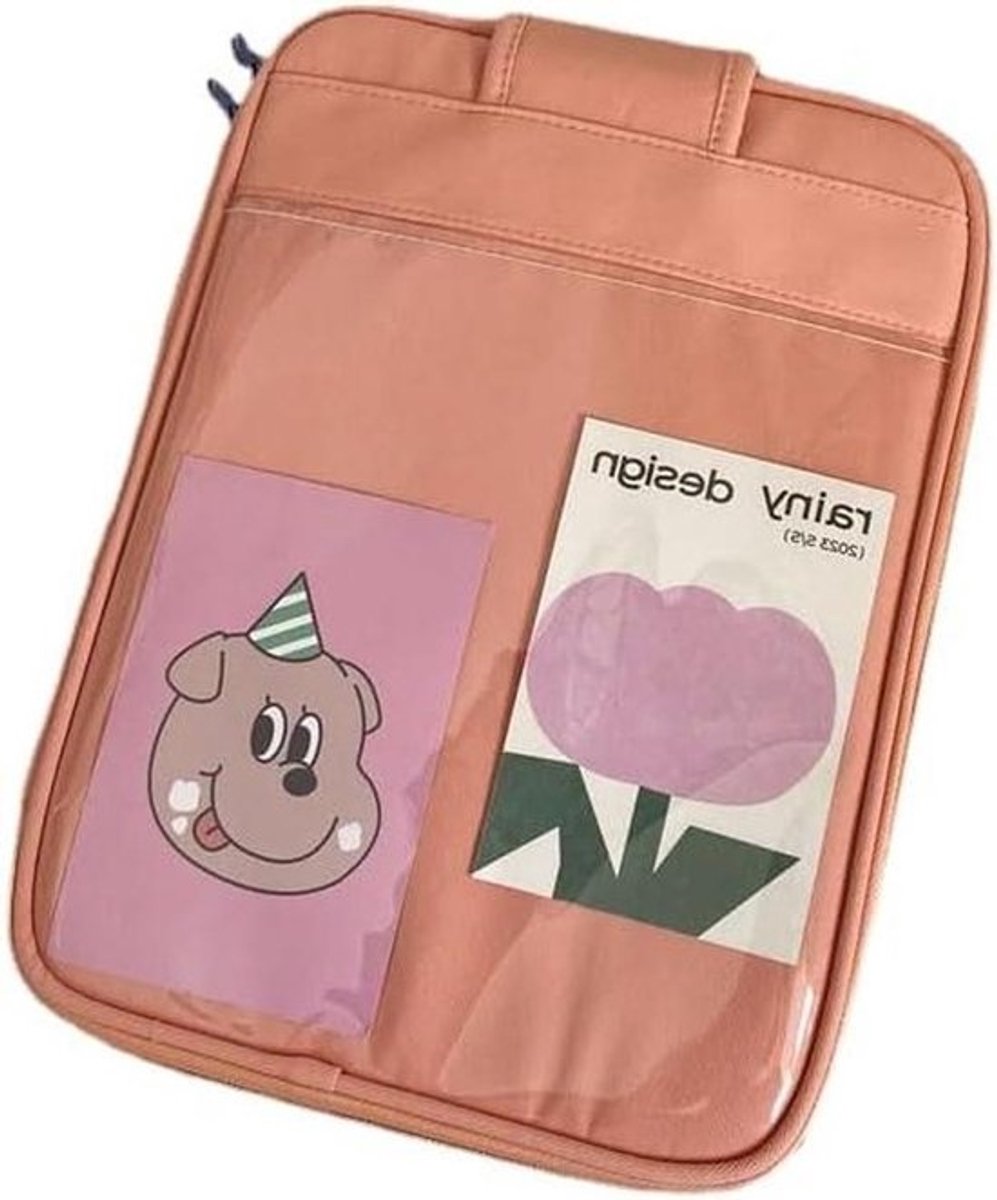 Laptophoes Canvas - Laptoptas Dames - Dagelijks Gebruik - Meerdere Organisatievakken - 11 inch - Roze
