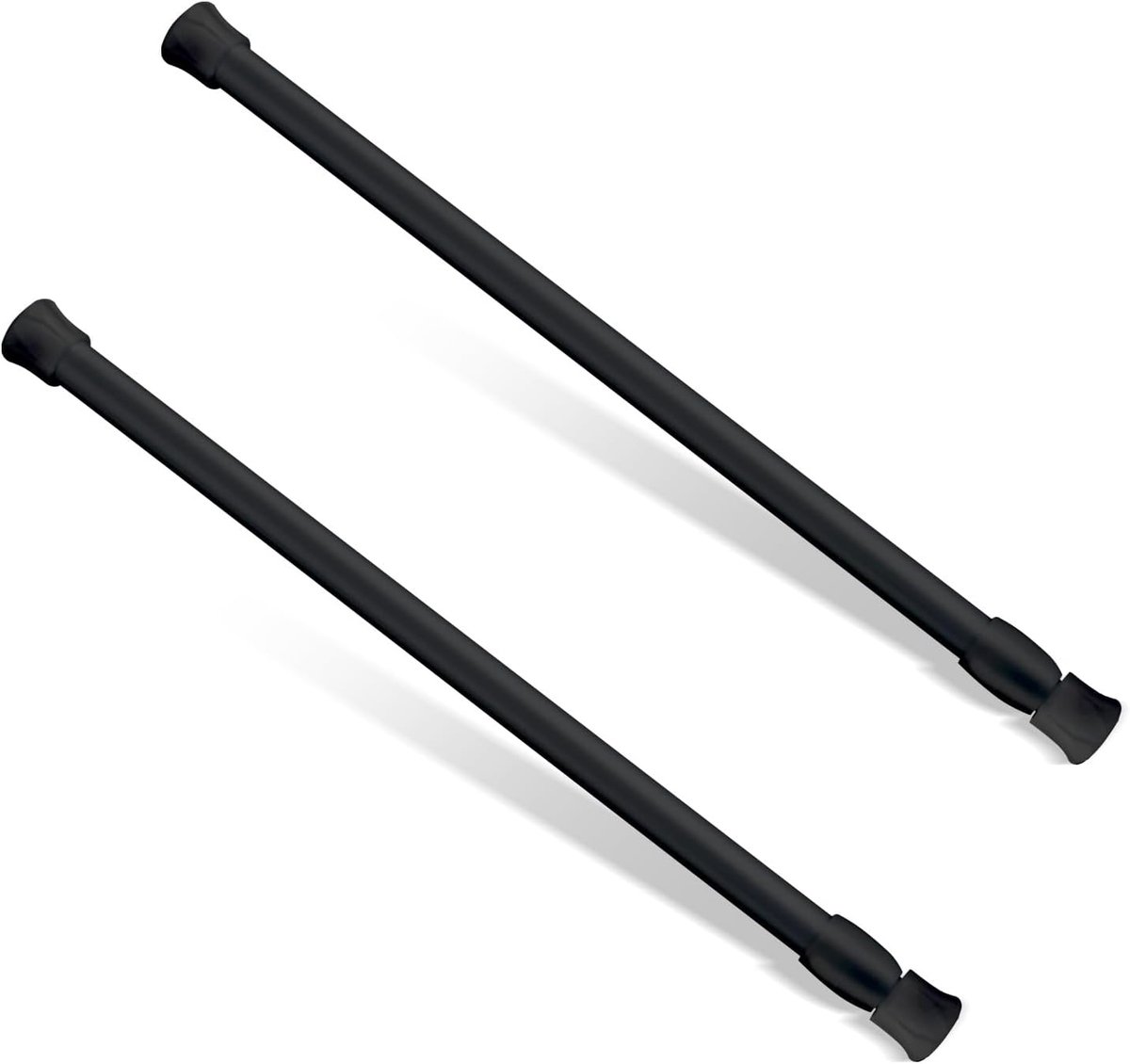 Dailygoods- Spanstang Uitschuifbaar - 2x Raambeveiligingsstangen - Verstelbare Gordijnroede - Staal/Rubber - Zwart - Verbeterde Veiligheid - Raambevei