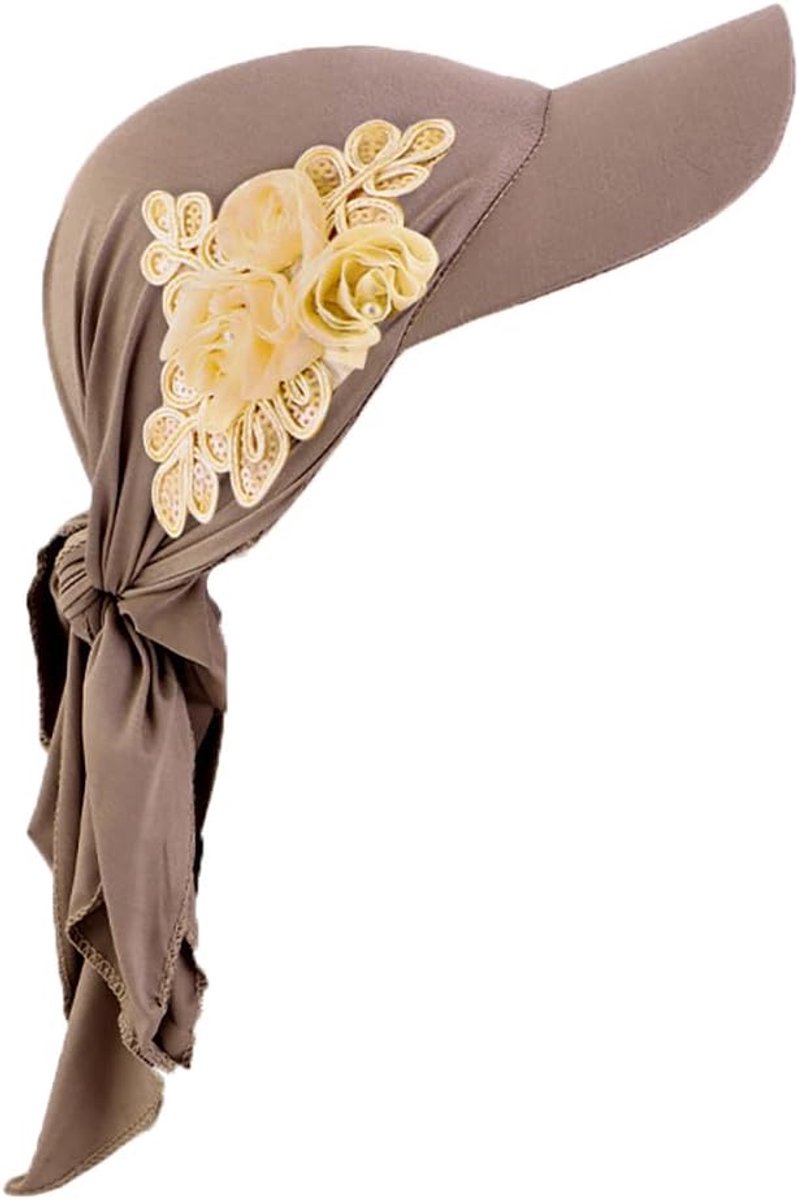Tulband voor dames, pet met klep, hoofddoek met bloemenversiering, honkbalpetten voor de zon