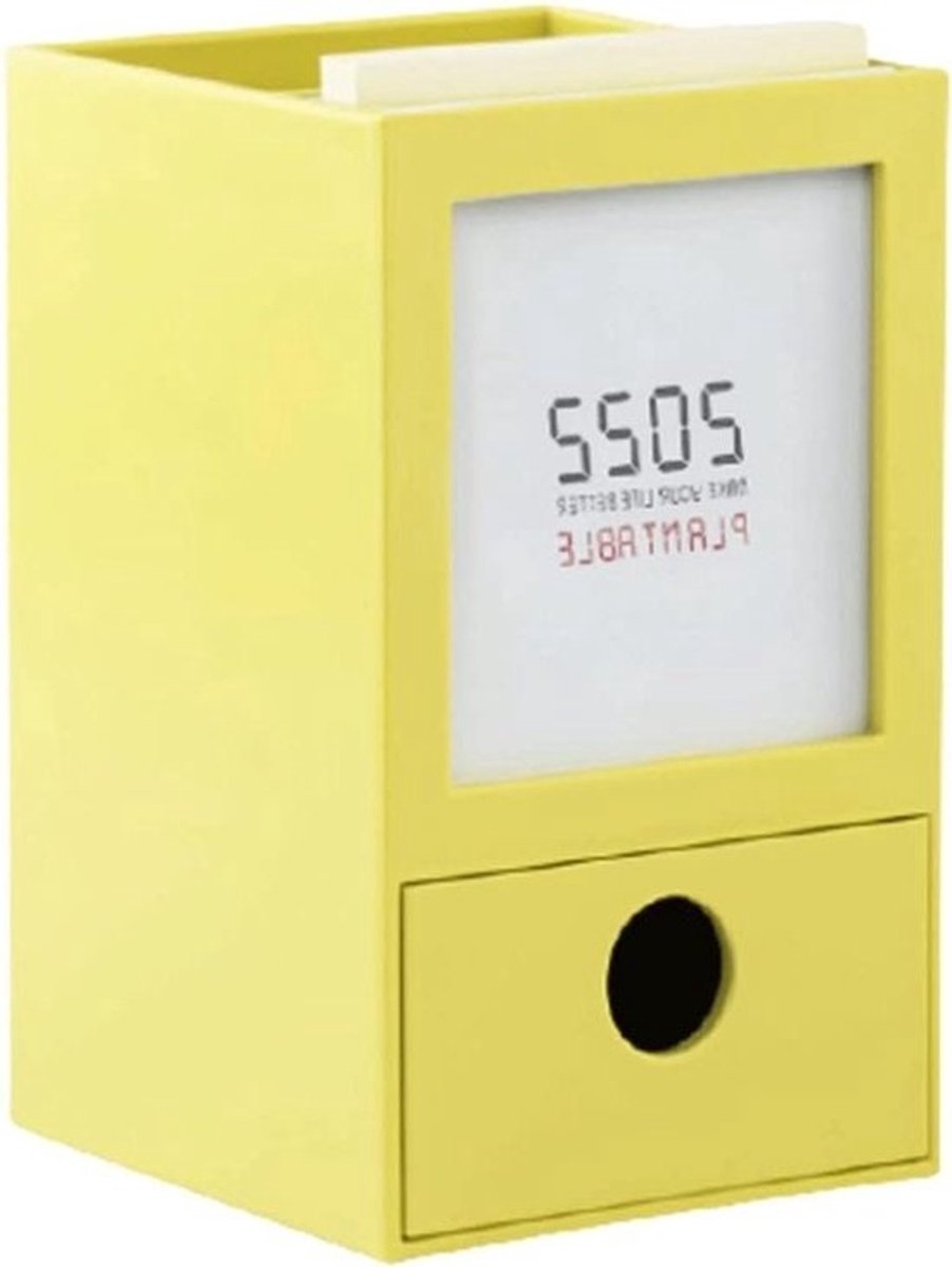 Bureaukalender Houten - Kantoor Organizer - Tijd Management - Potlood Houder - 3.2 x 3.2 x 5.1 inch - Blauw