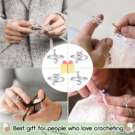 Verstelbare Haakjes voor Haken - 3 Stuks, Draadgeleider en Vingerhouder voor Breien en Haken, Creatieve Accessoires voor DIY Projecten — afbeelding 4