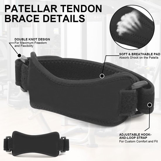 Verstelbare Patella Tendon Kniebanden, 2 Stuks, Ideaal voor Hardlopen, Voetbal en Basketbal — afbeelding 2