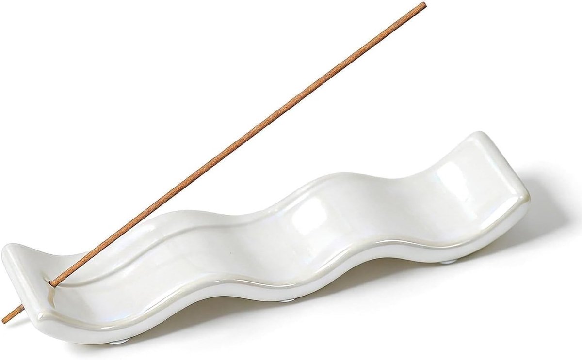 Keramische wierookstokjeshouder met asopvanger voor yoga, meditatie en sfeervolle decoratie