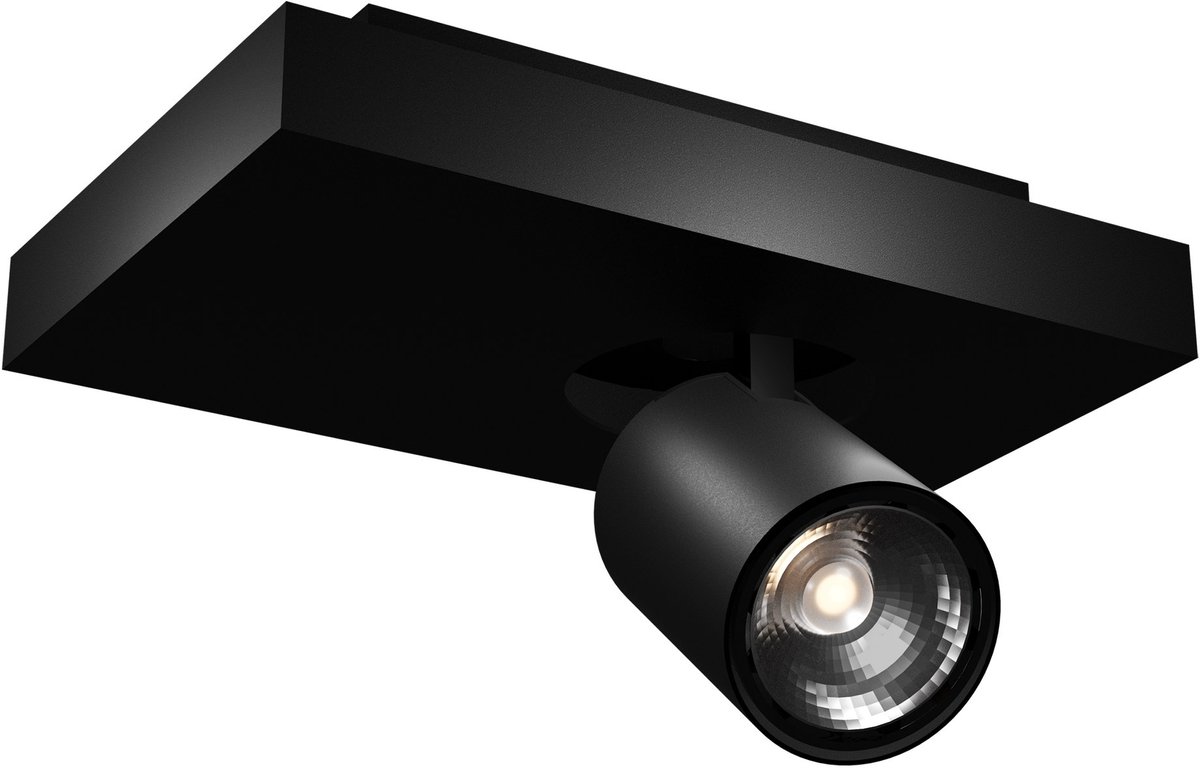Nysit vierkante opbouwspot in zwart staal, 1 lichtpunt GU10, LED 4,5W 2800K inbegrepen en dimbaar