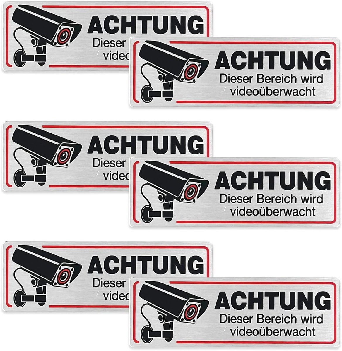 Videobewakingswaarschuwingstekens voor Beveiliging, 12x4 Cm Groot, Ideaal voor Binnen en Buiten, Decoratieve Beveiligingssignalen.