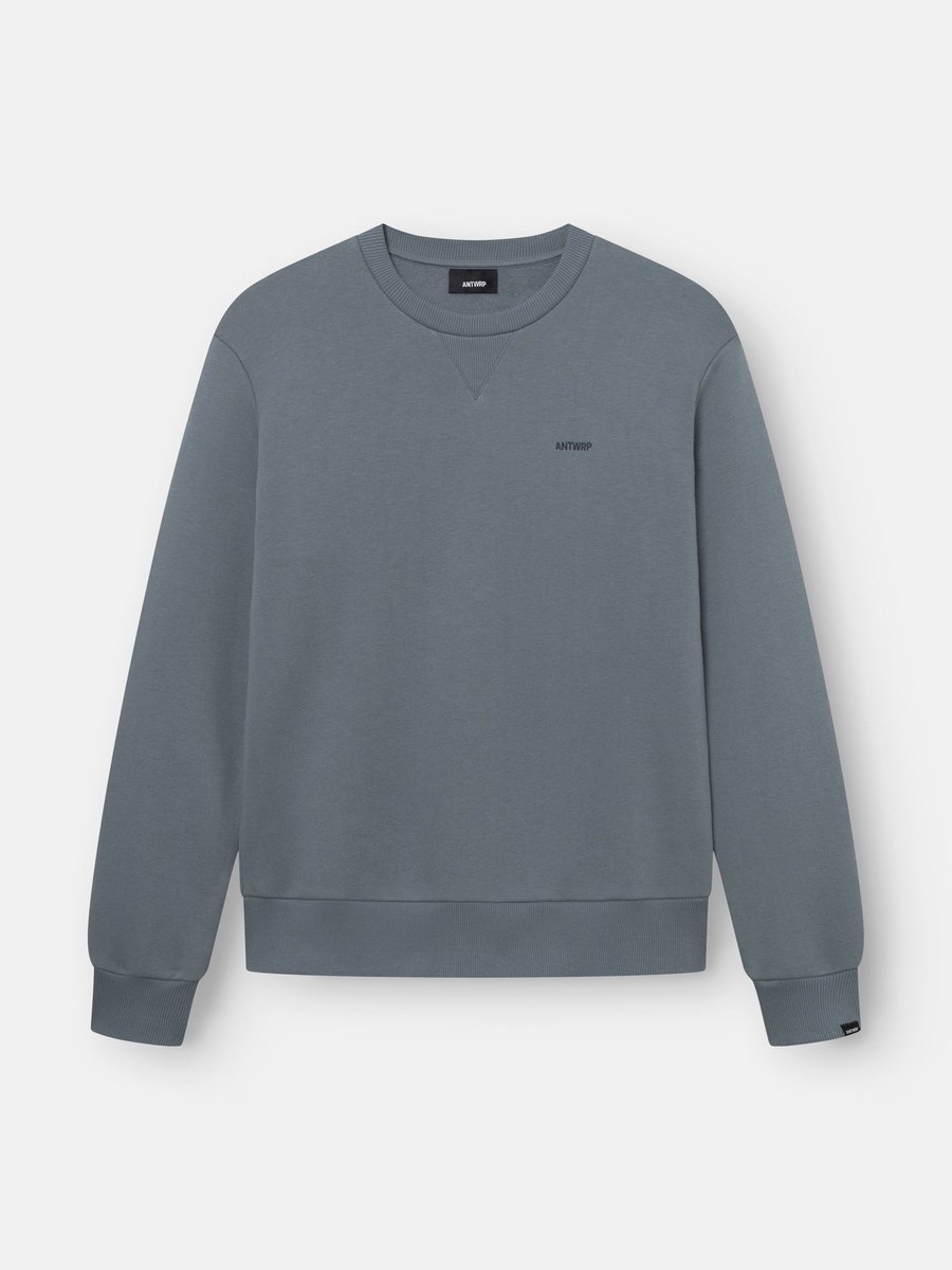 Antwrp sweater blauwgrijs met ronde hals en klein logo voor heren - S (36)