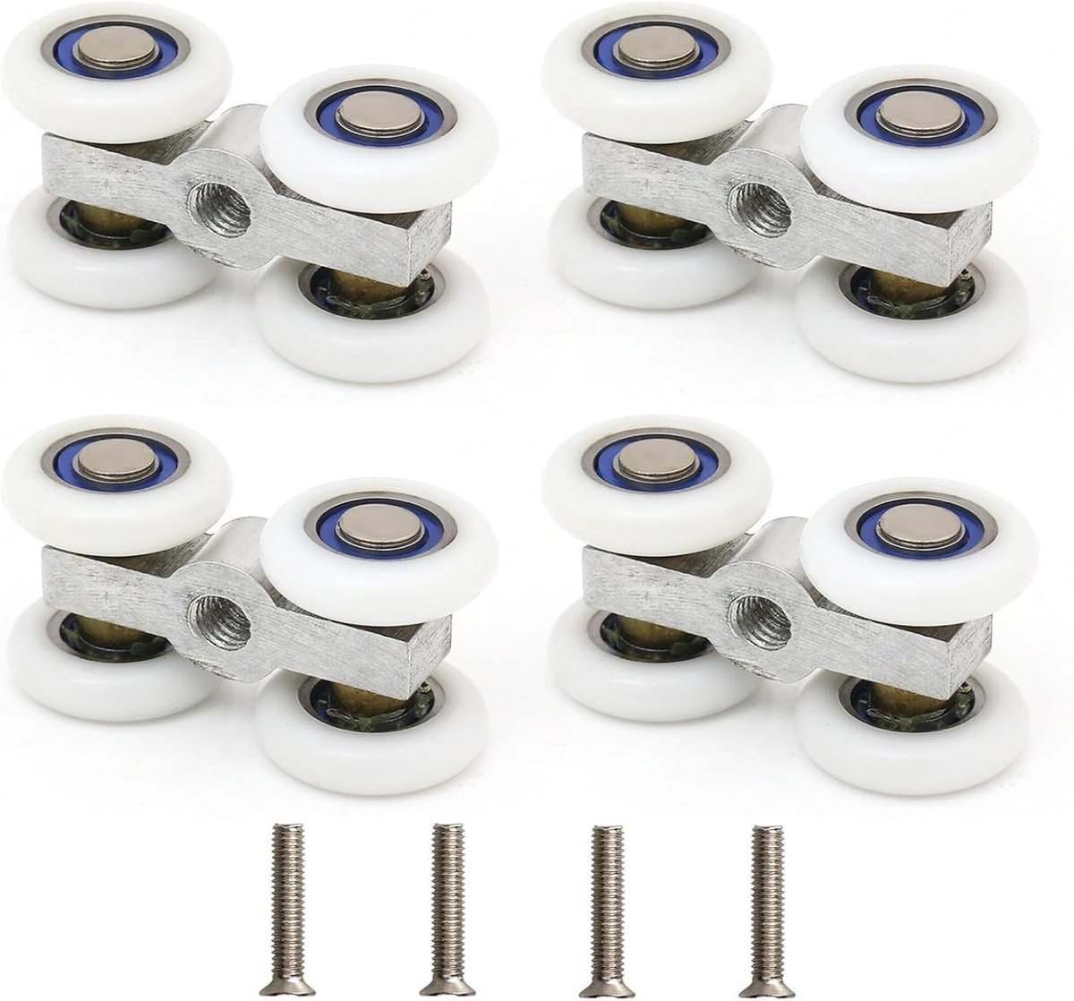 4 x 4-wiel schuifdeurrollen met M6 draad voor 20 mm loopprofiel - Duurzaam en Stijlvol Schuifsysteem