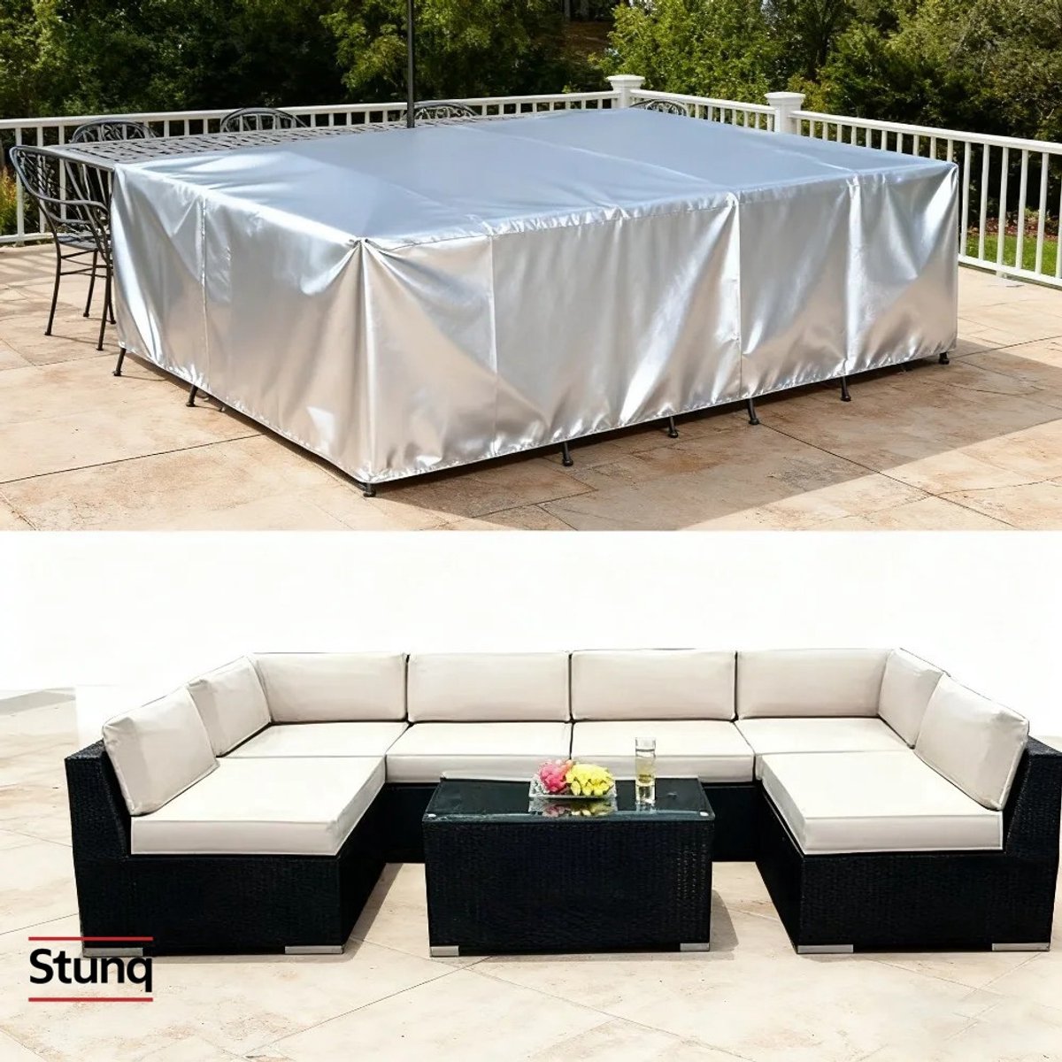 Stunq Terrasmeubelhoezen Set - Waterdicht & UV-bestendig Zwart