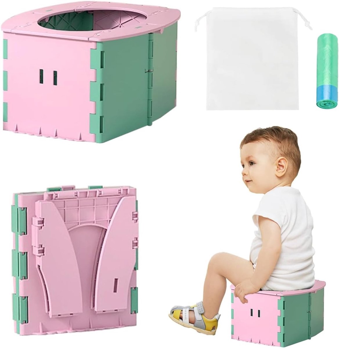 Opvouwbaar potje - Cameliapollen - 12-36 maanden - Draagbaar babypotje van voedselveilig materiaal - Voor kinderen