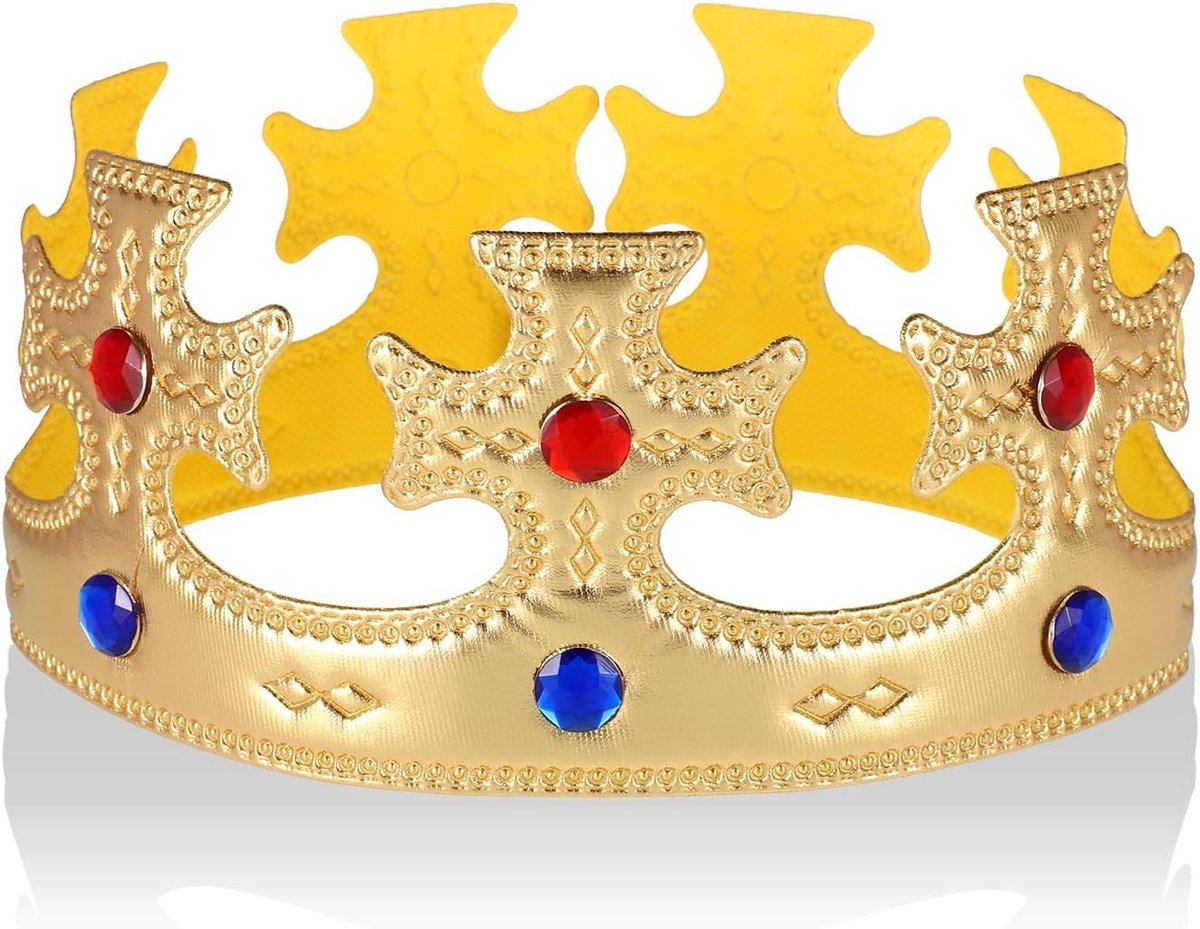Gouden Middeleeuwse Koningskroon voor Volwassenen, Verjaardag, Feest, en Theatrale Optredens